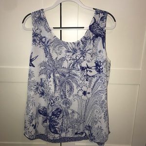 Chico's Reversible Floral Geometric Tank